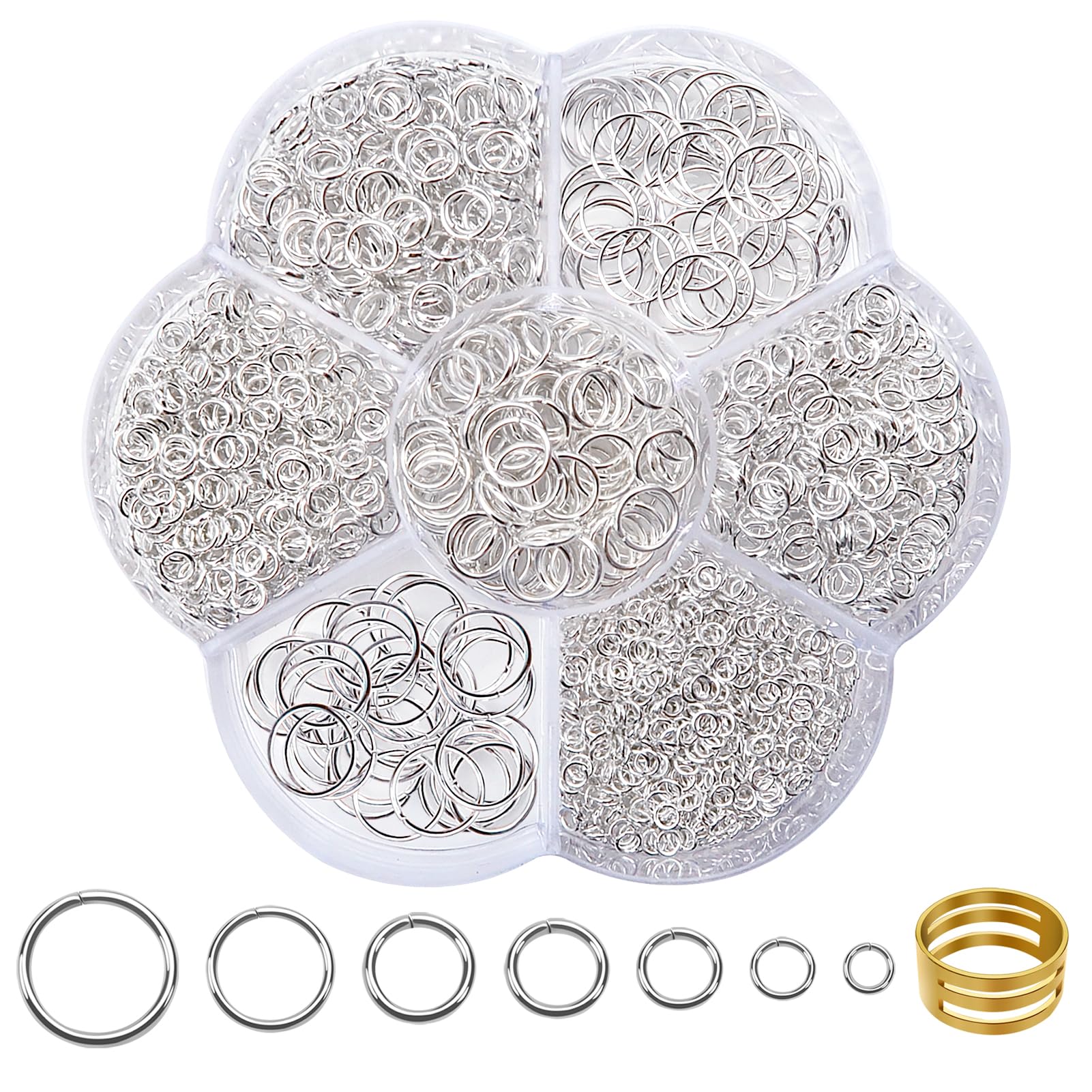TOAOB 2300pcs Jump Rings Jewelry Making Silver Open Jump Rings Connector for DIY Necklace Earring Bracelet Making
