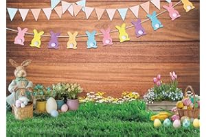 LTLYH 7x5ft Easter Photography Backdrop Easter Photo Backdrops Spring Easter Garden Eggs Green Grass Colorful Bokeh Decoration Backdrop 132