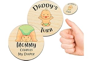 ENJOYMYDESIGN New Parent Decision Challenge Coin 2 Pcs Wooden Funny Pregnancy Gifts for First Time Moms Baby Flip Coin Set