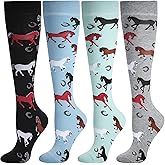 Coume 4 Pairs Funny Horse Socks for Women Horse Socks Gift for Women Riding Lovers Animal Lover Gift