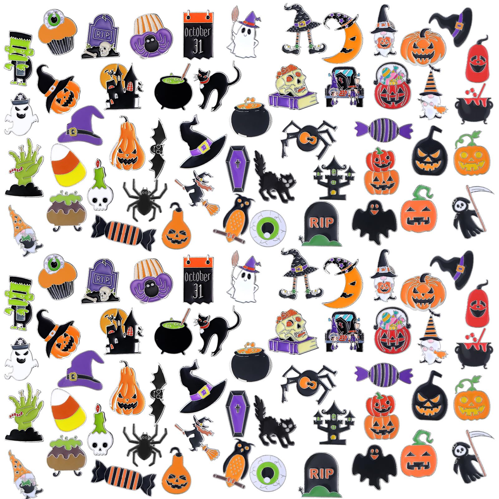 Ceenna 100 Pcs Enamel Pins Bulk Cute Skull Ghost