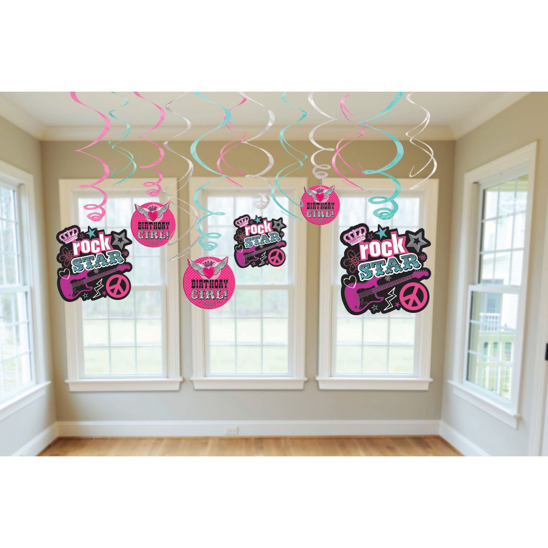 Amscan Rocker Girl Hanging Swirl Decorations