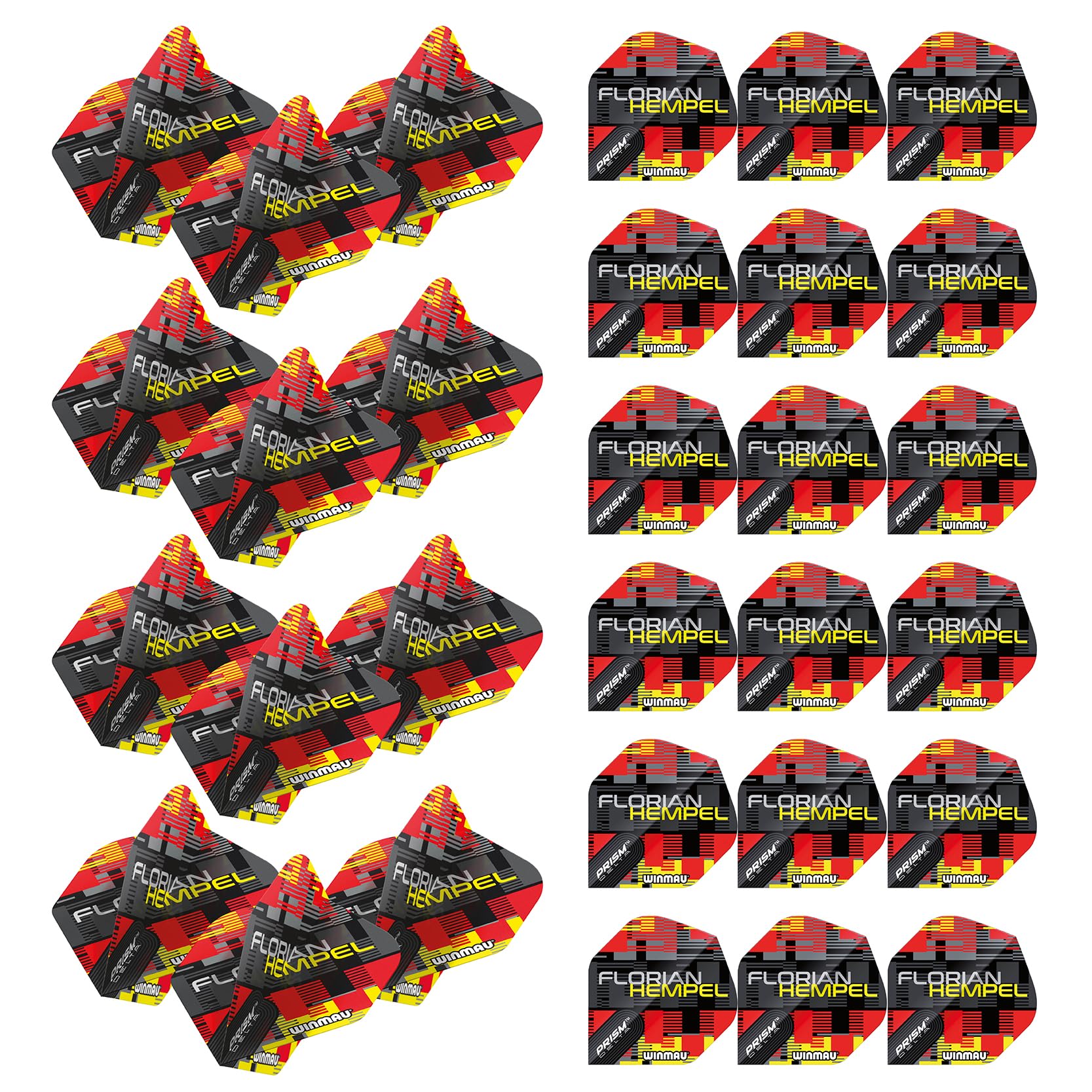 WINMAU Prism Delta Florain Hempel Retro Design Specialist Player Dart Flights - 10 sets per pack (30 dart flights in total)