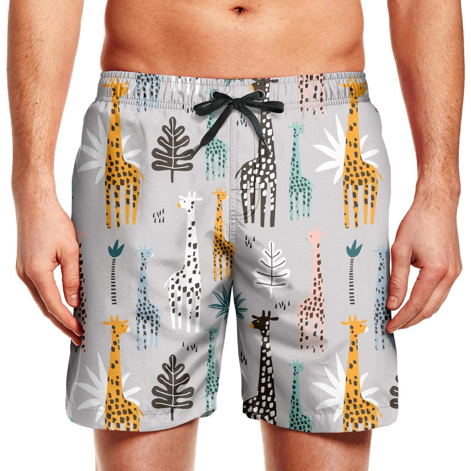 QILI Grey Giraffe Palm Branch Mens 3D 