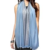 Gragengs Women's Sparkling Metallic Pashmina Shawls and Wraps Long Party Scarf Solid Color Two Tone