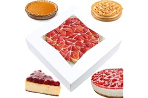 BAKELUV White Pie Boxes with Window 10x10 | 12 Pack | 10 Inch Pie Box for 9 inch Pie, 10x10x2.5 Bakery Box Window, 10 Pie Box, 10x10 Bakery Box, 10” Pie Box, 9 inch Pie Box, 10x10 Pie Box
