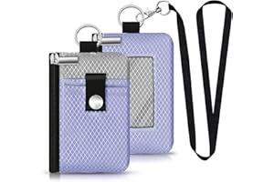 CCUMI Minimalist RFID Blocking Small Wallet with ID Window,WaterResistant Zip Id Case Wallet with Lanyard Keychain for Cards,Cash,Travel,Women,Men (Lavender Purple/Light gray)