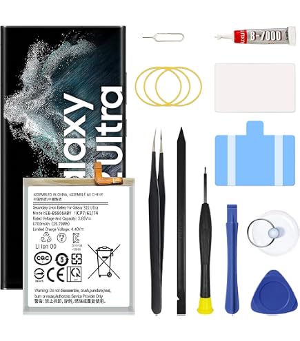 Amazon.com: Soseieiu Galaxy S22 Ultra Battery,5500mAh EB-BS908ABY