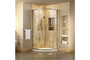 DreamLine Prime 36 in. x 74 3/4 in. Semi-Frameless Clear Glass Sliding Shower Enclosure in Chrome with White Base Kit, DL-6702-01CL