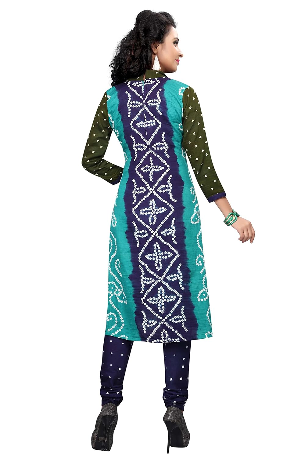 bandhej dress material(dealsure multicolor satin-cotton bandhani dress material)