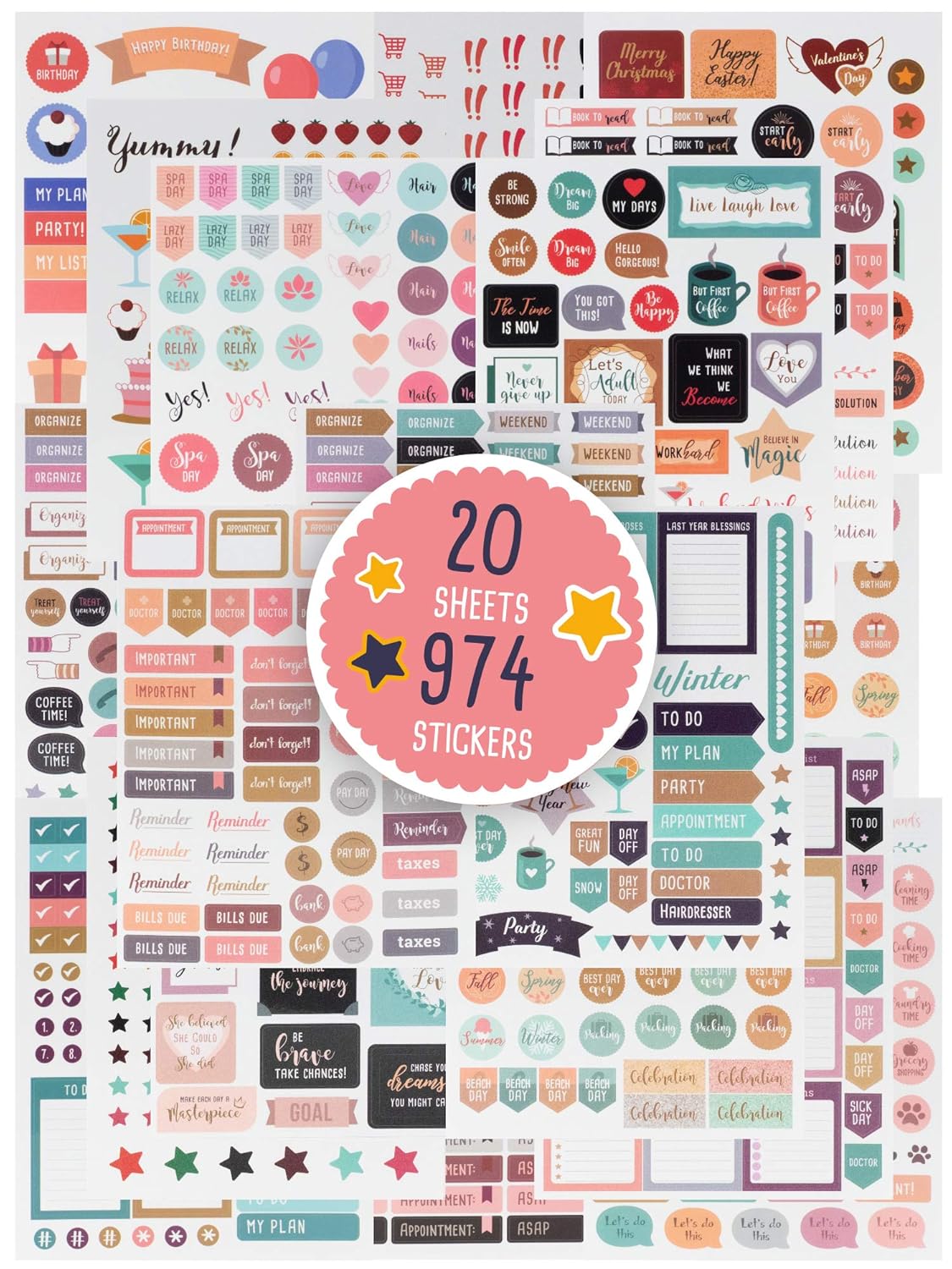 Gorgeous Planner Stickers - 974 Stunning Accessories Enhance and Simplify Your Planner, Journal and Calendar