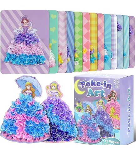 Kit De Manualidades Poke Art Para Niños 4-8 Años - Incluye 6 Diseños (unicornio, Sirena...), Más De 1000 Cuadrados De Tela