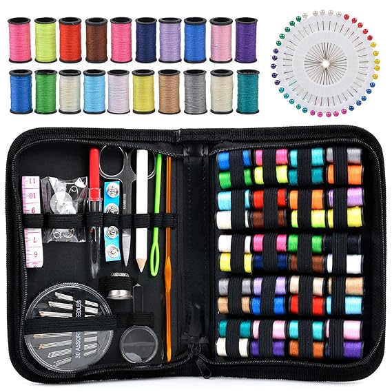 Zoylink 128PCS Travel Sewing Kit Portable DIY Mini Sewing Kit Sewing