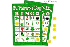 Moon Boat 32 Players St. Patrick’s Day Bingo Game Shamrock Party Favors/Supplies