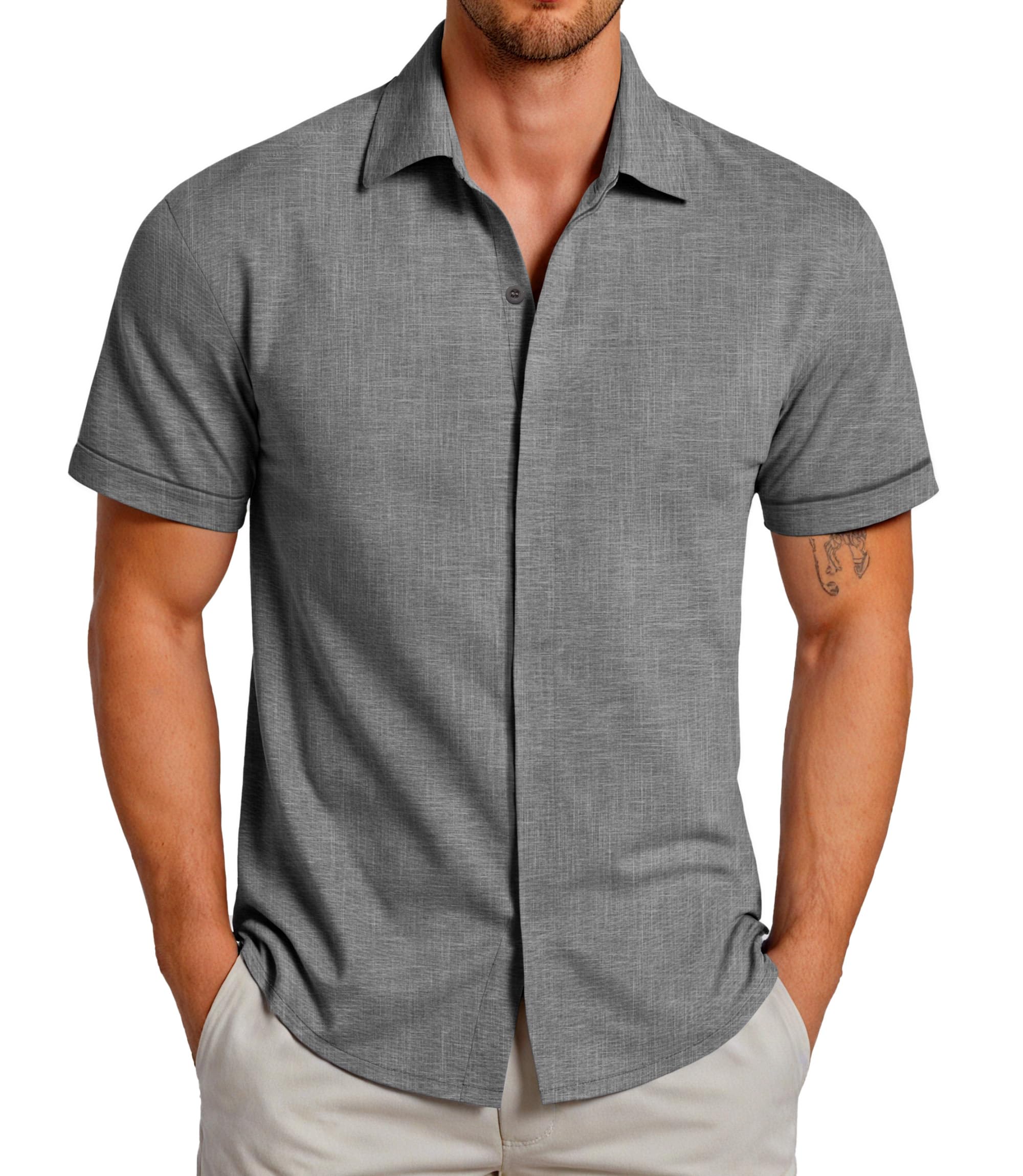 GLESTORE Men's Short Sleeve Summer Shirt Casual Shirts for Men Short Sleeve Shirt
