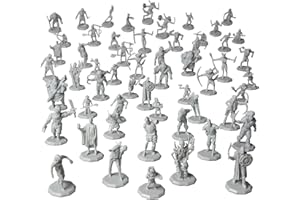 MONSTER PROTECTORS 56 Unpainted Fantasy Mini Figures- All Unique Designs- 1" Hex-Sized Compatible with DND Dungeons and Dragons & Pathfinder and RPG Tabletop Games- Features Goblins, Orcs, Gnolls, Skeletons & More