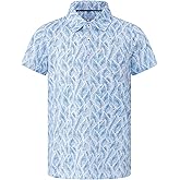 Lenygose Boys Golf Shirts Short Sleeve Performance Polo Dry Fit Moisture Wicking Casual Printed Shirt for Kids 5-14 Years