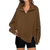RUBZOOF Oversized Sweatshirt for Women Trendy Button Henley Neck Pullover Long Sleeve Tops Casual Fall Clothes XS-XL