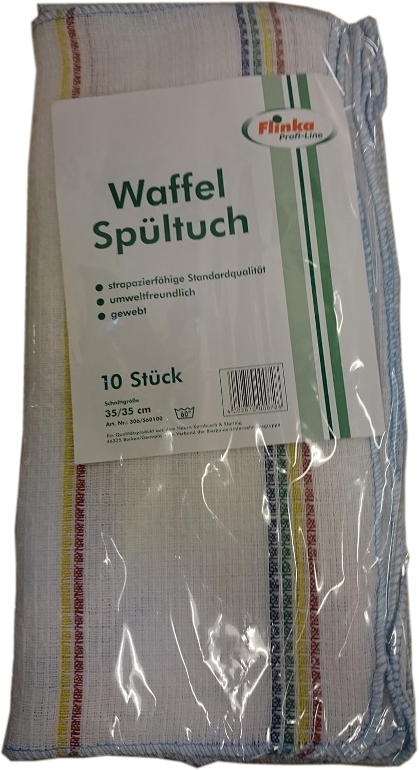 Flinka Waffel Spültücher Naturbelassen 35x35 cm Bunt (10 Stck. Packung)