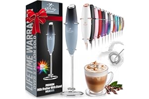 Zulay Kitchen Powerful Milk Frother Wand - Ultra Fast Handheld Drink Mixer - Electric Whisk Foam Maker for Coffee, Lattes, Cappuccino, Frappe, Matcha & Coffee Creamer - Milk Boss Storm Blend
