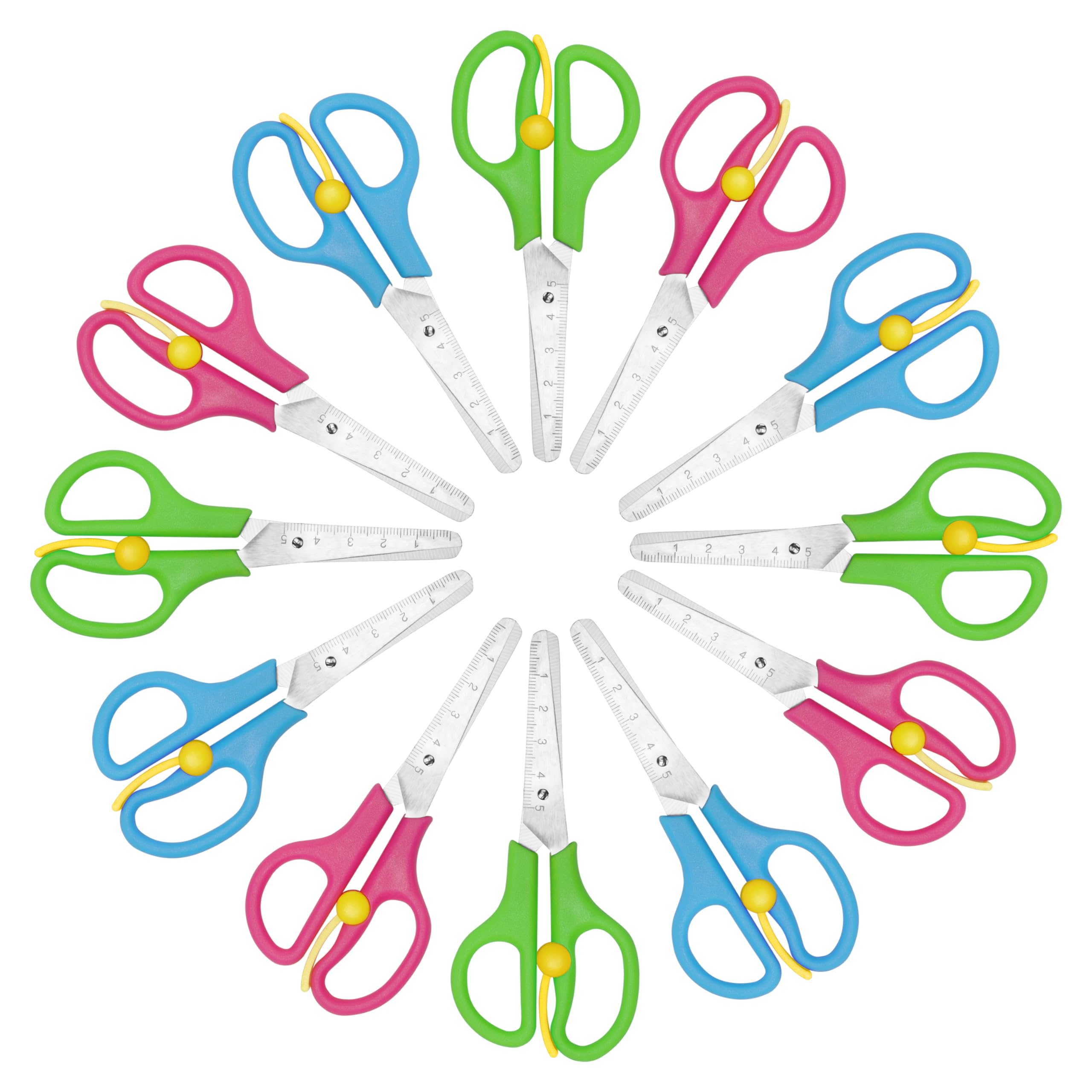Belle Vous Assorted Colour Blunt-Tip Scissors - 12.5cm/5 Inch Right & Left-Handed Safety Scissors for School, Arts & Crafts