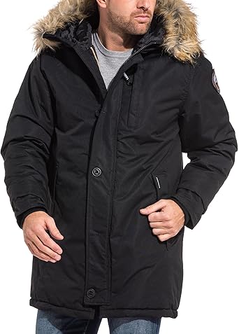 parka longue noir homme