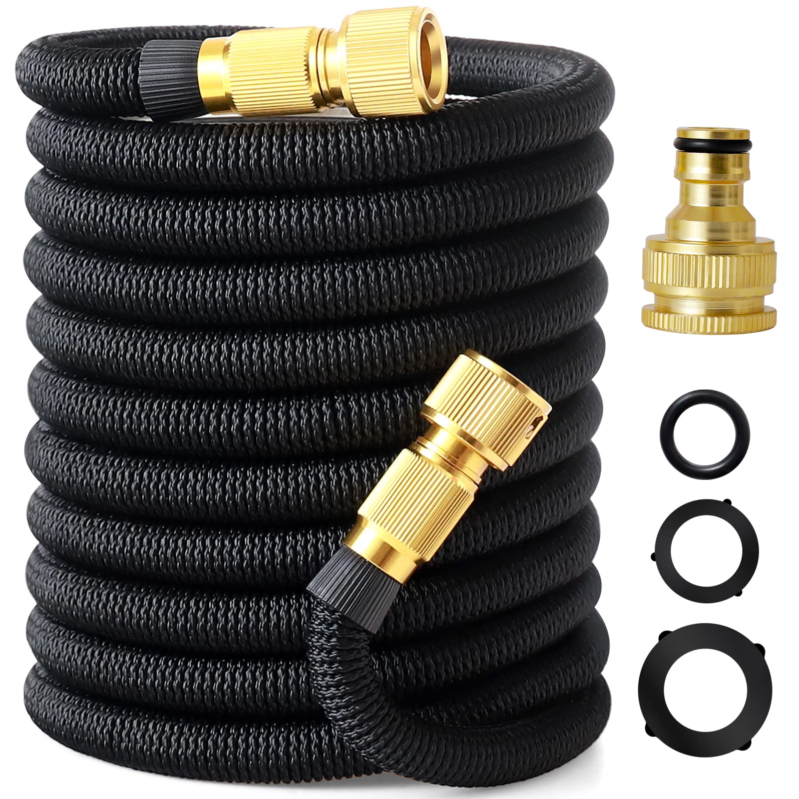 Expandable Garden Hose,Water Hosepipe Retractable Flexible Never Kink Hose Pipe for Pet & Car Washing, Cleaning, Watering Lawn and Garden(Reaching 150FT After Expansion)