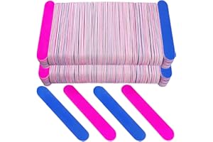 HOMEYERA 200 Pcs Emery Boards for Nails, Nail Files for Nature Nails Small Disposable Double Sided Colorful Nail File Bulk for Home Salon Travel Size Mini Manicure Kit for Men Women Kids Wood Emory Pink/Blue