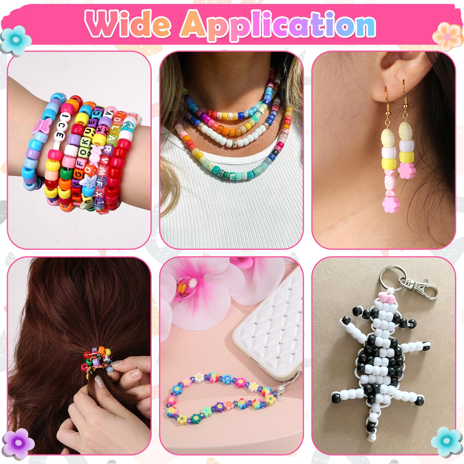 cridoz Bead Bracelet Making Kit, Bead Kits for Bracelets Making with Pony Beads, Polymer Fruit Clay Beads, Charm Beads, Letter Beads for Bracelets and Jewelry Making
