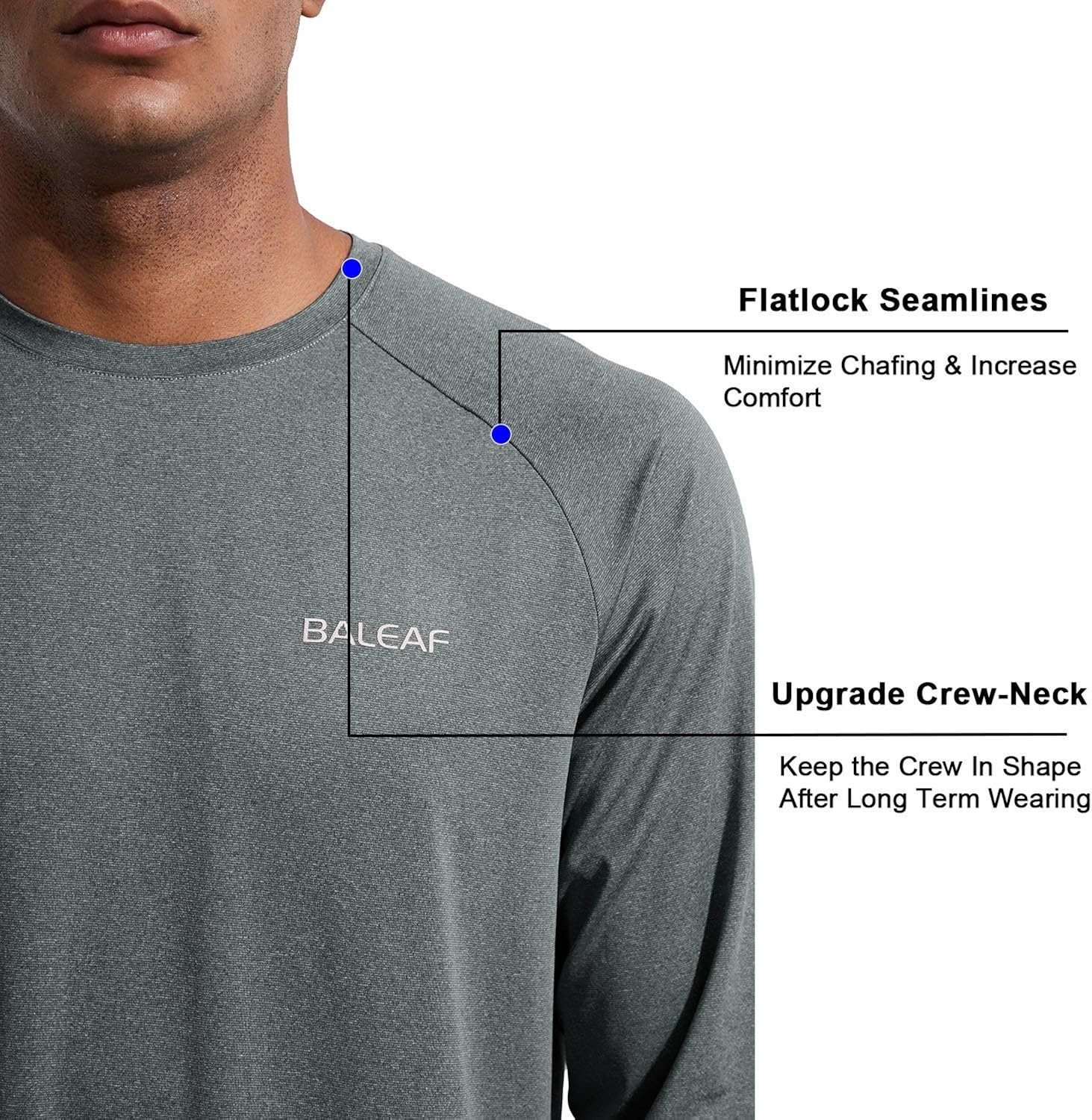 BALEAF EVO Men's Dri Fit Shirts Long Sleeve SPF Quick Dry Cooling Lightweight UPF50+ Shirt Hiking Running Workout Outdoor at  Men’s Clothing store
