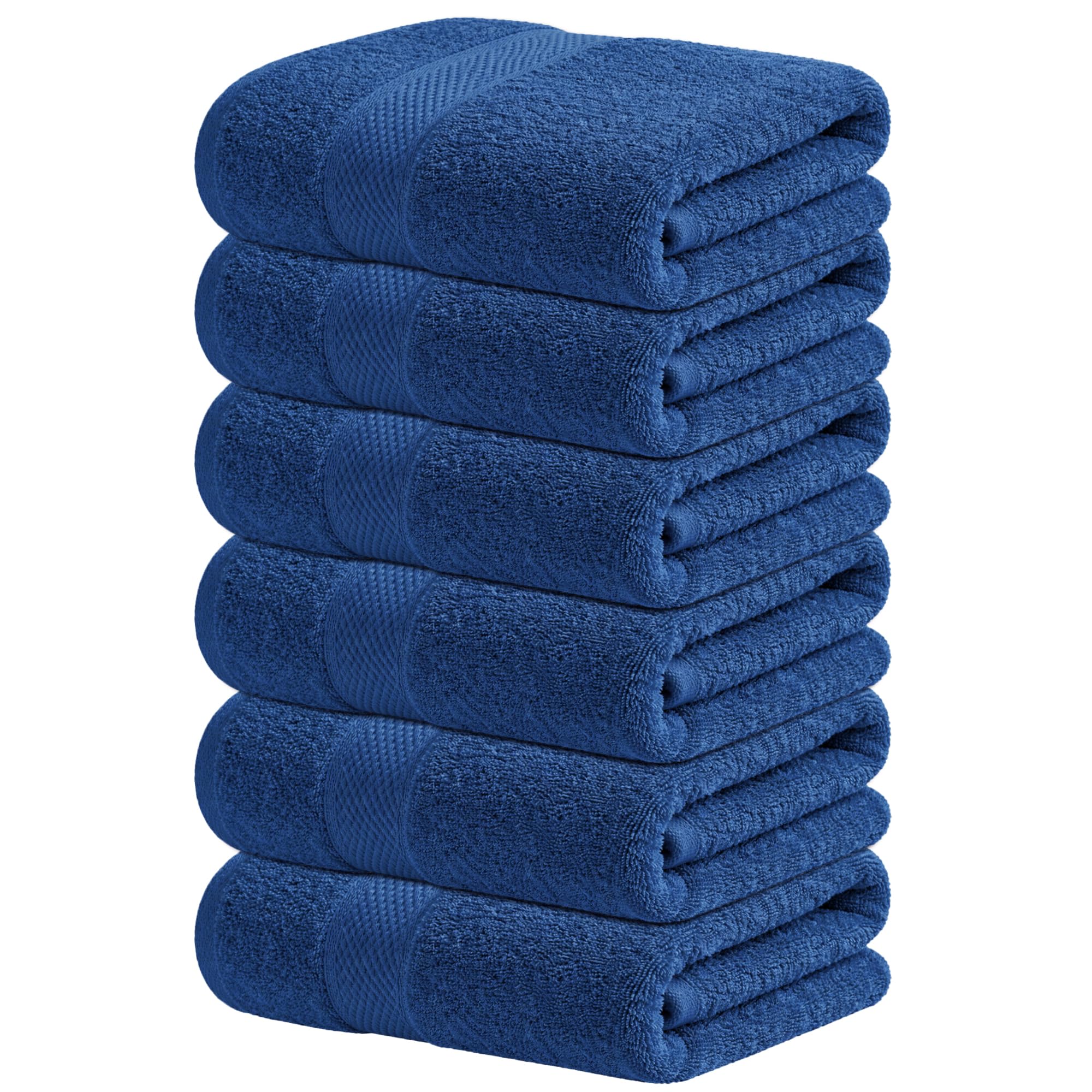 Infinitee Xclusives Premium Hand Towels 6-Pack (40 x 72 cm) – 100% Cotton, Super Absorbent, Quick-Dry Towels for Bathroom, Hotel, Salon & Gym Use |Tranquil Navy|