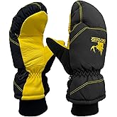 SKYDEER Kids Ski Mittens, Soft Premium Deerskin Leather and Warm 150G 3M Thinsulate Insulation (SD8753M, Kids)
