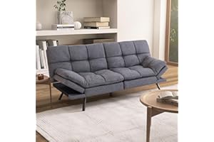 Hcore Futon Sofa Bed,Gray Sleeper Sofa Memory Foam Futon Samll Couch Loveseat,Futon Couch Convertible for Compact Living Spaces,Apartment,Dorm,Studio,Guest Room,Home Office