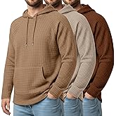 August Alley 3 Pack Men's Big and Tall Hoodies Long Sleeve Waffle Knit Sweatshirts with Pocket Casual Workout Pullover