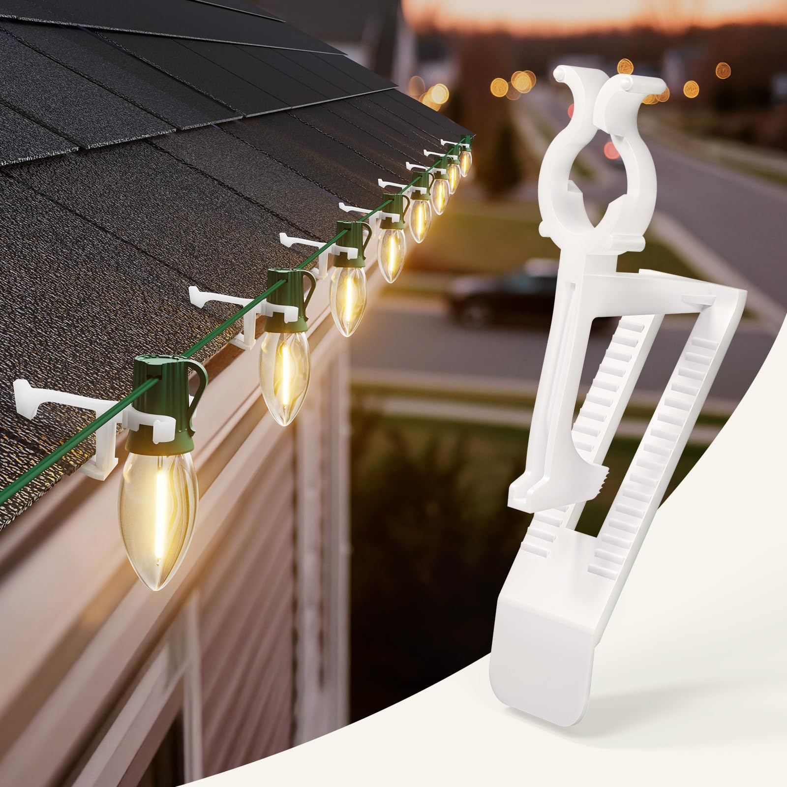 Photo 1 of All In One Christmas Light Clip, Universal Gutter and Shingle Clip for C7, C9 and Mini Lights, 100 Pack