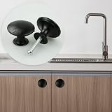 SZCXDKJ 16x 30mm Black Round Cabinet Knobs Metal Drawer Cupboard Handles Screws view 4