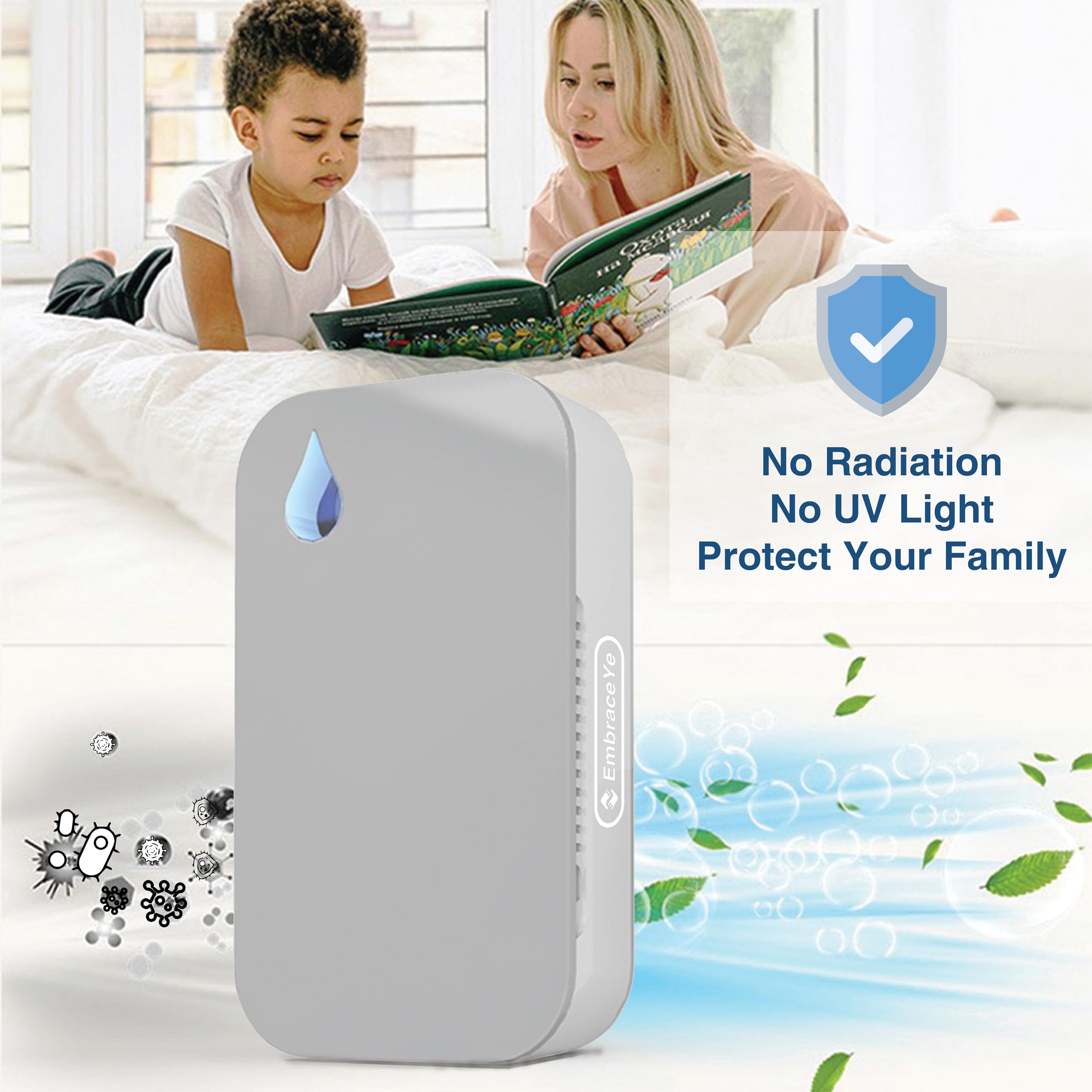 【FILTERLESS NEGATIVE ION AIR IONIZER FOR HOME PLUG IN】- Portable Air Purifier - Filtration System for Home, Office, Kitchen - Night Light & Odor Proof Feature - Anti Charcoal Purifier
