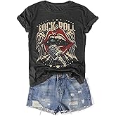 Vintage Band Shirt for Women Retro Rock and Roll Graphic Tee Country Music Concert T Shirt Casual Short Sleeve Tops