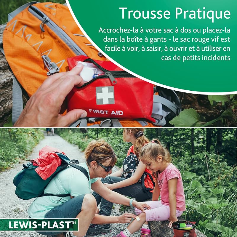 Lewist-Plast Trousse De Premiers Soins de 92 pièces - À Garder Dans Votre Voiture, À La Maison, Au Travail, En Vacances - Comprend L'essentiel Pour Les Situations D'urgence Quotidiennes (lot De 1)