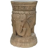 ZOEJADE Maharajah Elephant Lotus Statue Good Luck Garden Stool Side Table | Outdoor Stand for Buddha Statue Elephant Table Antique Buddha Sculpture Garden Pedestal for Home Courtyard Lawn Patio Decor