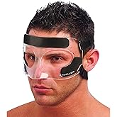 MUELLER Sports Medicine Face Mask for Men & Women, Adjustable Clear Face Guard, Nose & Cheek Protection for Basketball & Cosmetic Procedures, Shatterproof with Foam Padding, One Size