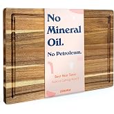 Non-Toxic Acacia Wood Cutting Board, Mineral Oil &amp; Plastic Free, 16x11 in | Petroleum &amp; BPA free. FSC-certified wood. Knife-friendly surface. Beeswax, flaxseed &amp; lemon oil finish.