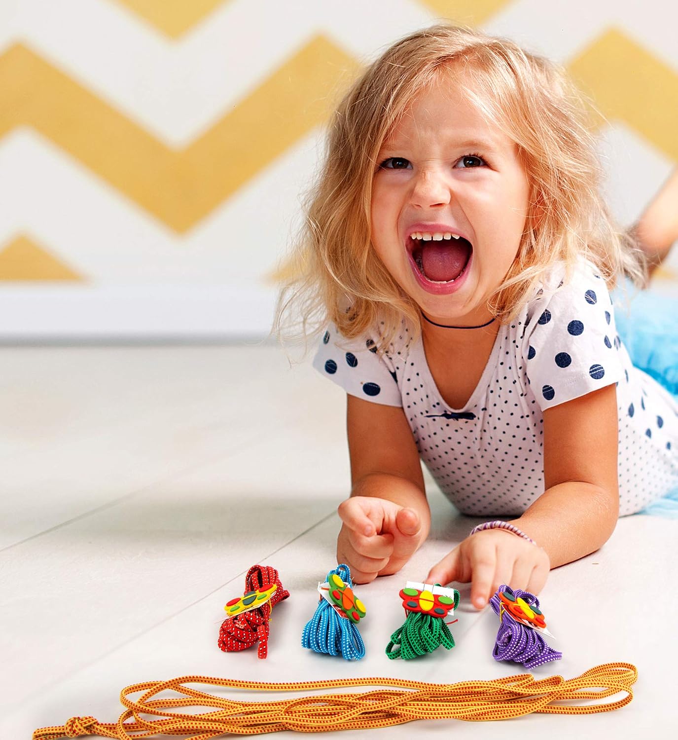 small foot 1814 rubber jump rope game "butterflies", set of 5, promotes coordination, dexterity and fitness - Image 4