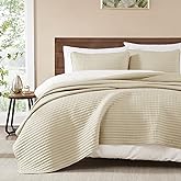 WRENSONGE Queen Quilt-3 Pieces Lightweight Bedspreads Beige Queen Size Quilt Bedding Set for All Seasons,Soft Summer Coverlet with 2 Pillow Shams, Couch
