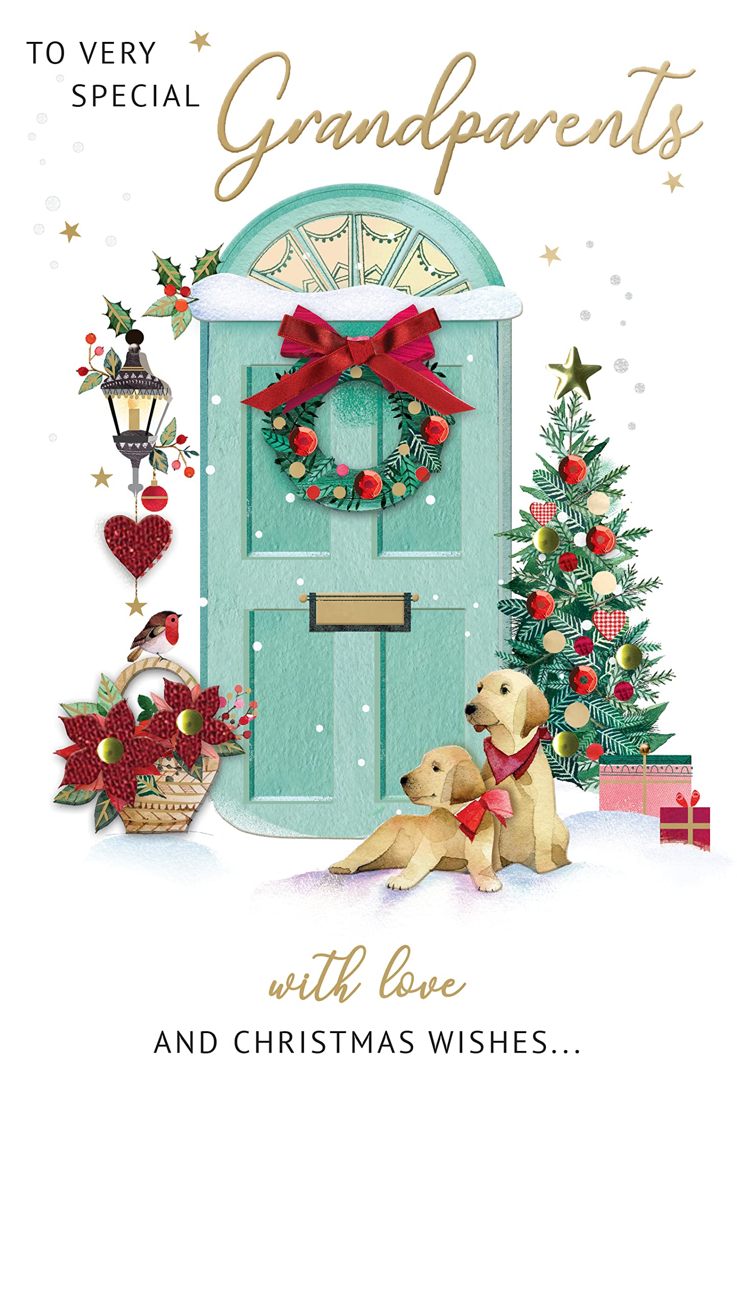 Special Grandparents Embellished Christmas Card Hand-Finished Champagne Cards XCDC375