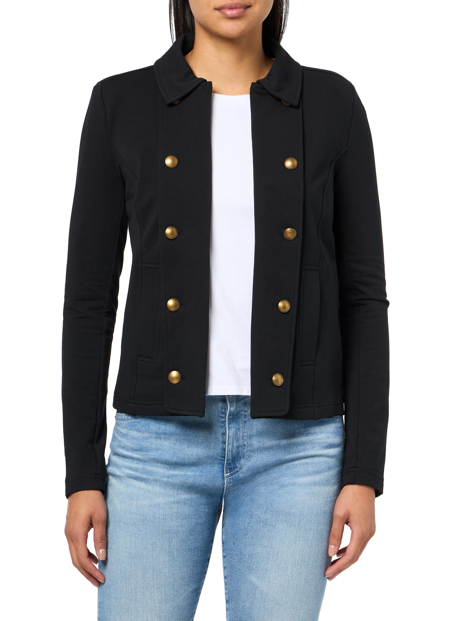 Nautica Women’s Jeans Solid Knit Captains Jacket, Black, Medium