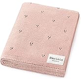 Bleu La La 100% Luxury Organic Cotton Pointelle Knit Baby Blanket for Girls – Refined Lightweight Heirloom Nursery Essential (Pointelle - Ballet Slippers)
