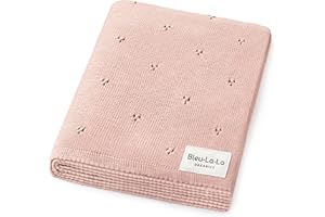 Bleu La La Organic Pointelle Receiving Swaddle Blanket for Girls - 100% Luxury Organic Soft Cotton Knit Warm Cozy Cuddle Stroller Blanket for Newborns, Infants, & Toddlers (Ballet Slippers)