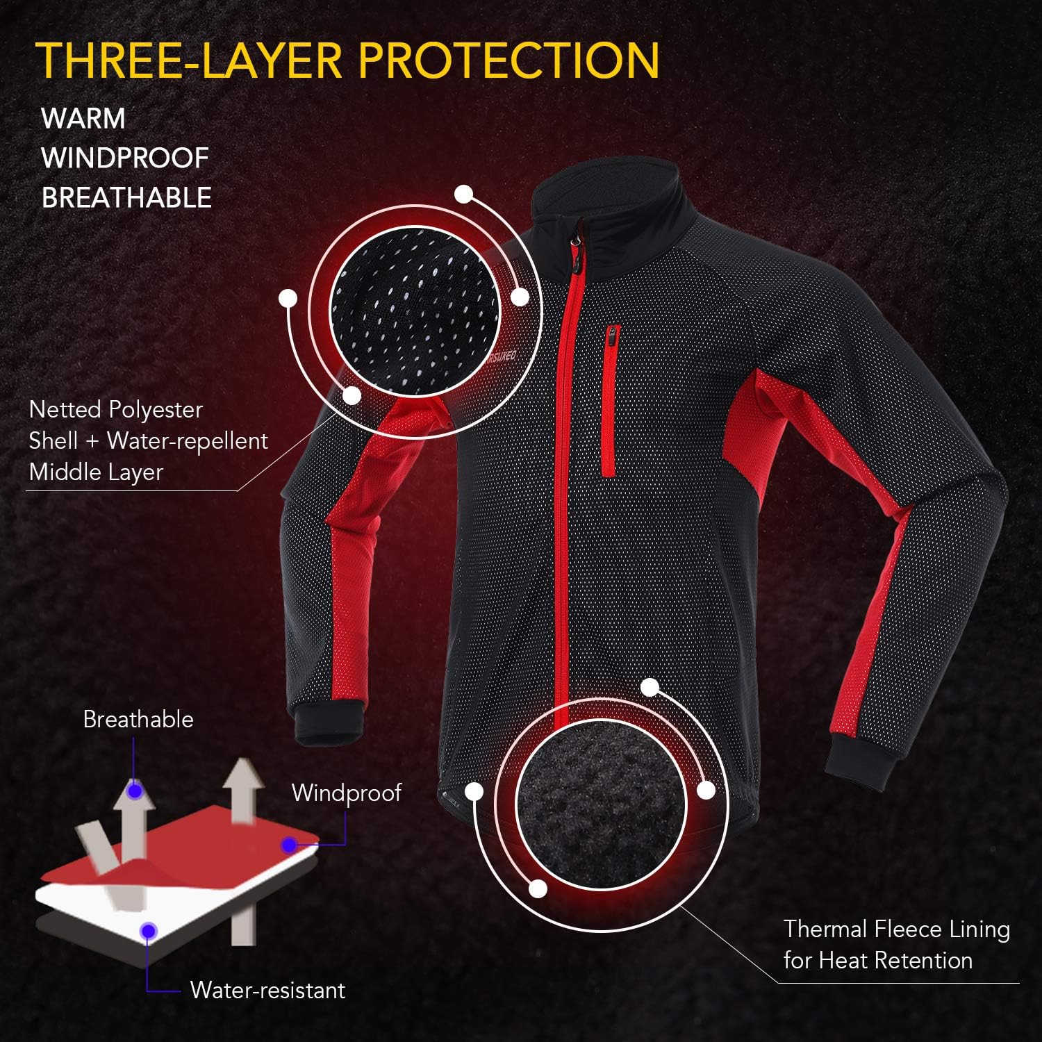 Lixada Men Cycling Clothing Set Winter Long Sleeve Windproof Bicycle Jersey with Pants Outdoor Cycling Running Sports Jacket Activewear: Sports & Outdoors