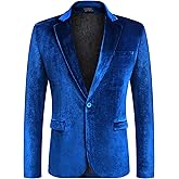 COOFANDY Men's Velvet Blazer Notched Lapel Velour Suit Jacket One Button Tuxedo Jackets for Wedding Prom Party Dinner